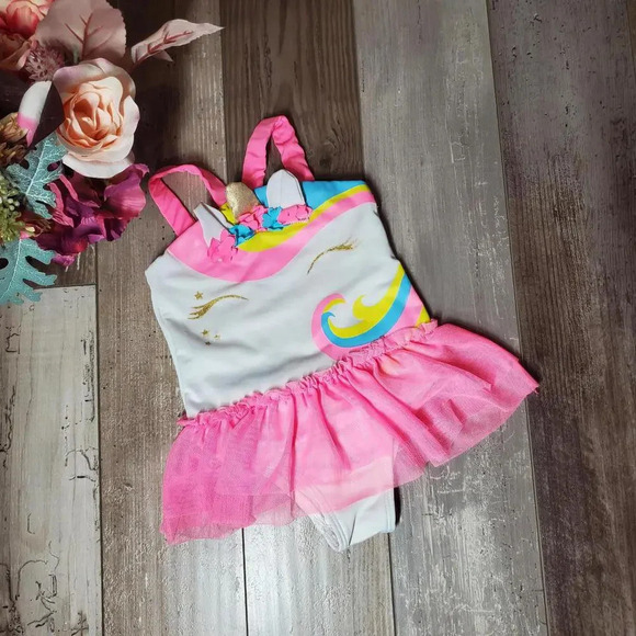 Penelopemack Ltd. Toddler Girl One Piece Unicorn Tutu Swimsuit Size 2T EUC - Picture 2 of 9